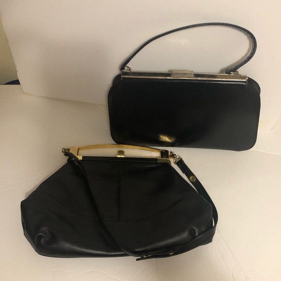 Retro Vintage Handbag Purse Lot of 2 Black - Picture 2 of 9